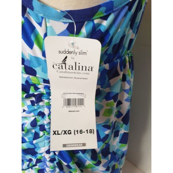 Women's Plus Swimsuit XL Slimming Tummy Control Shirred Sarong One Piece XL NWT - Picture 7 of 10